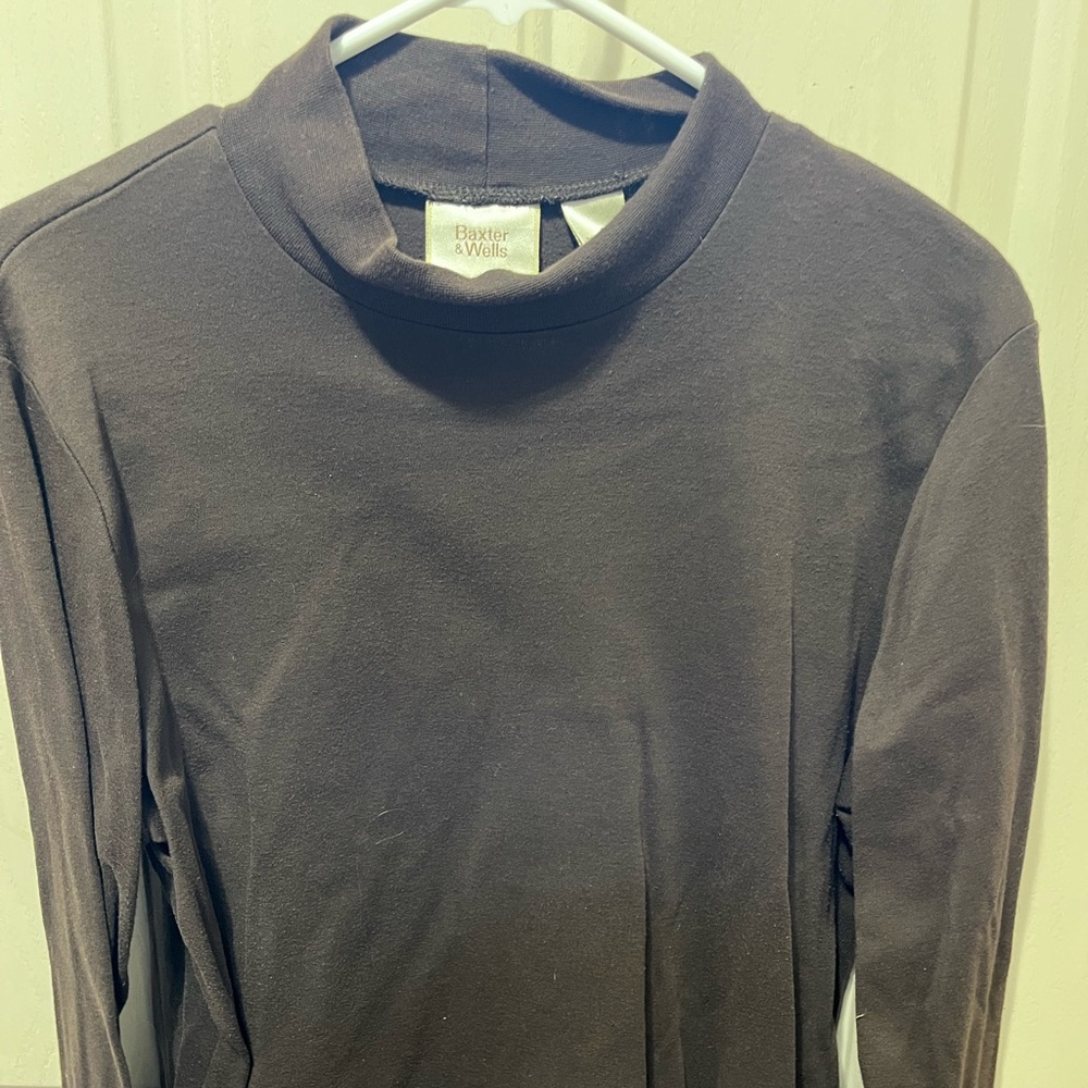 WomensBlack Long-Sleeve Mock Neck top
